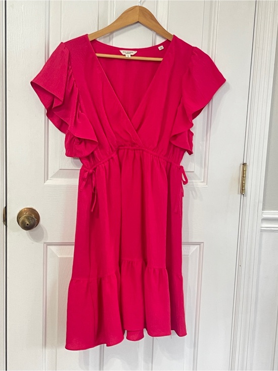 Max Studio Dresses & Skirts - Max Studio Medium Red Pink Ruffle Cinch Waist Mini Dress
